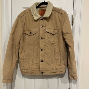 Levi's Trucker Jacket Men’s M Tan Beige Corduroy Sherpa